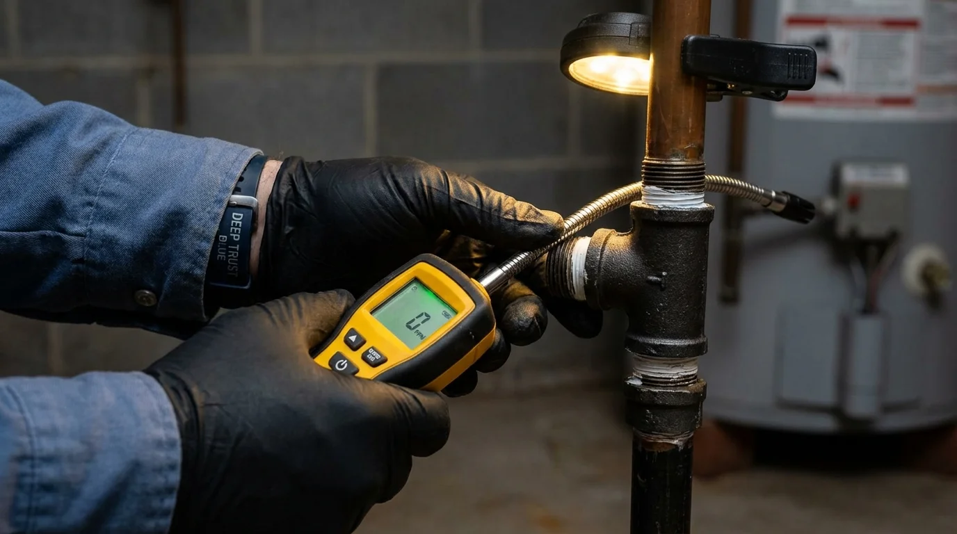 Gas leak detection with electronic sniffer by Johns Plumbing LLC in Floral Park
