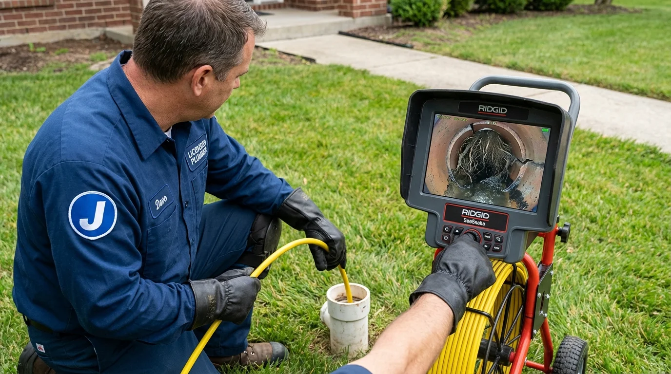 Sewer camera inspection being performed by Johns Plumbing LLC in Floral Park